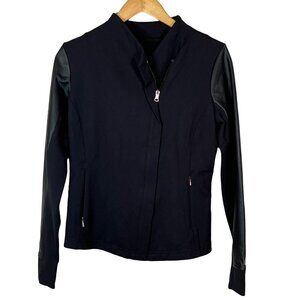 Calia by Carrie Underwood Moto Jacket Faux‎ Leather Sleeves Black Size Small